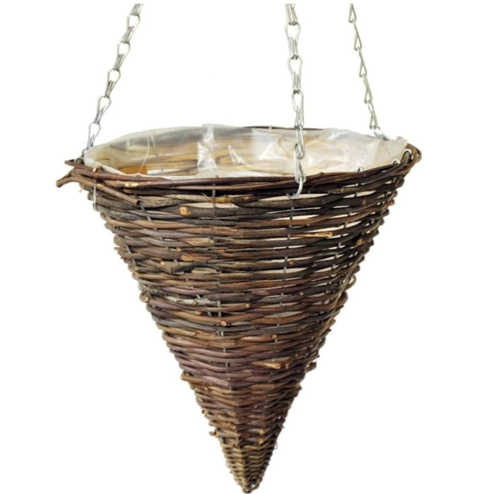 30cm / 12" - Willow & Black Rattan Cone Baskets