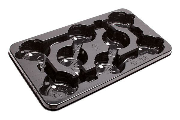 13cm Round Carry Tray - Black - Holds 8 Pots