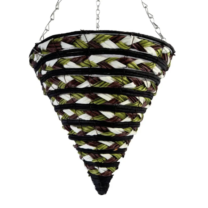 30cm / 12" - Black 3 Tone Pattern Hanging Basket Cone