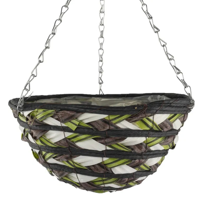 30cm / 12" - Black 3 Tone Pattern Round Hanging Basket