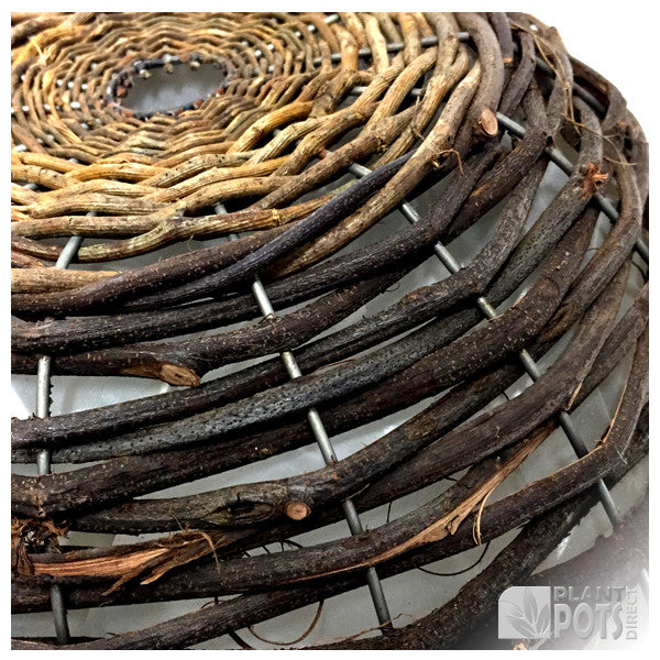 40cm/ 16" Willow & Black Rattan Round Baskets