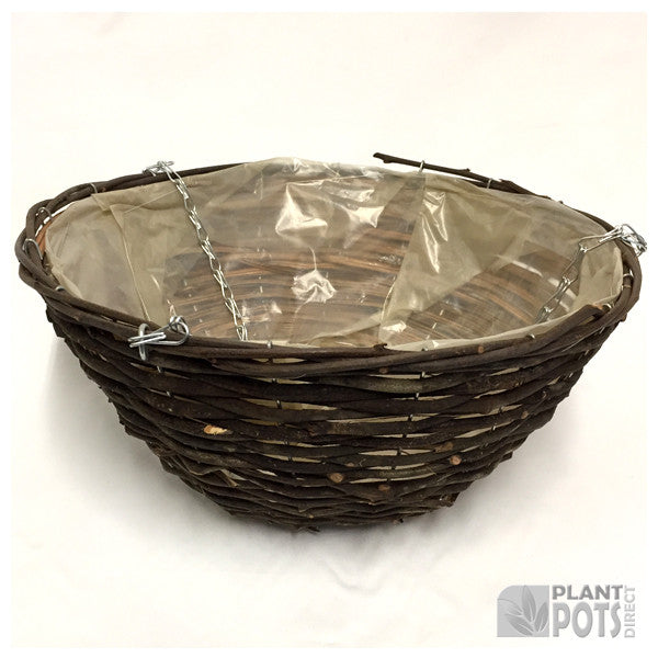 40cm/ 16" Willow & Black Rattan Round Baskets