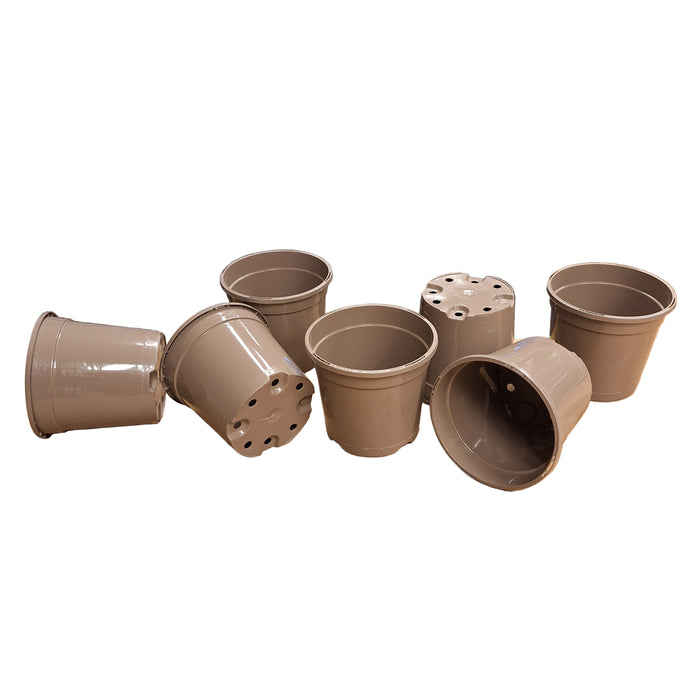 13cm 1L Round Slotted Pots - Taupe