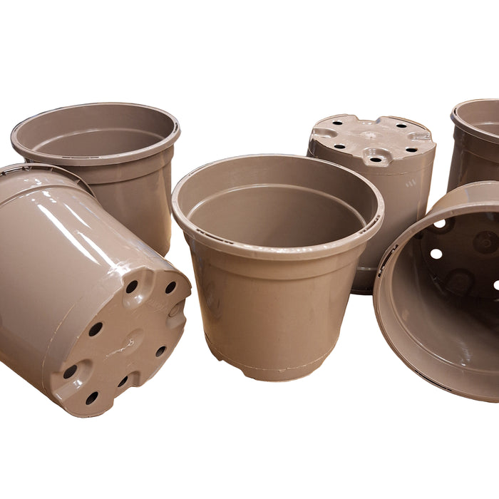 13cm 1L Round Slotted Pots - Taupe