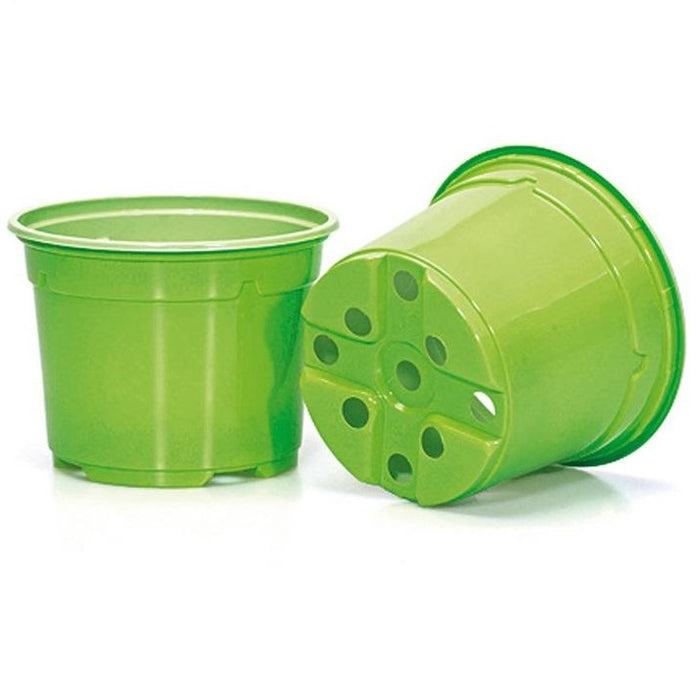 12cm Coloured Round Pots - Green