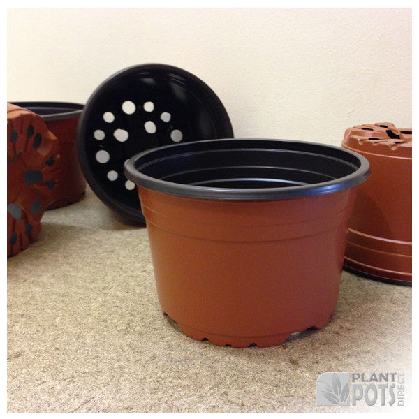 14cm Round plant pot (Terracotta and Grey inside)