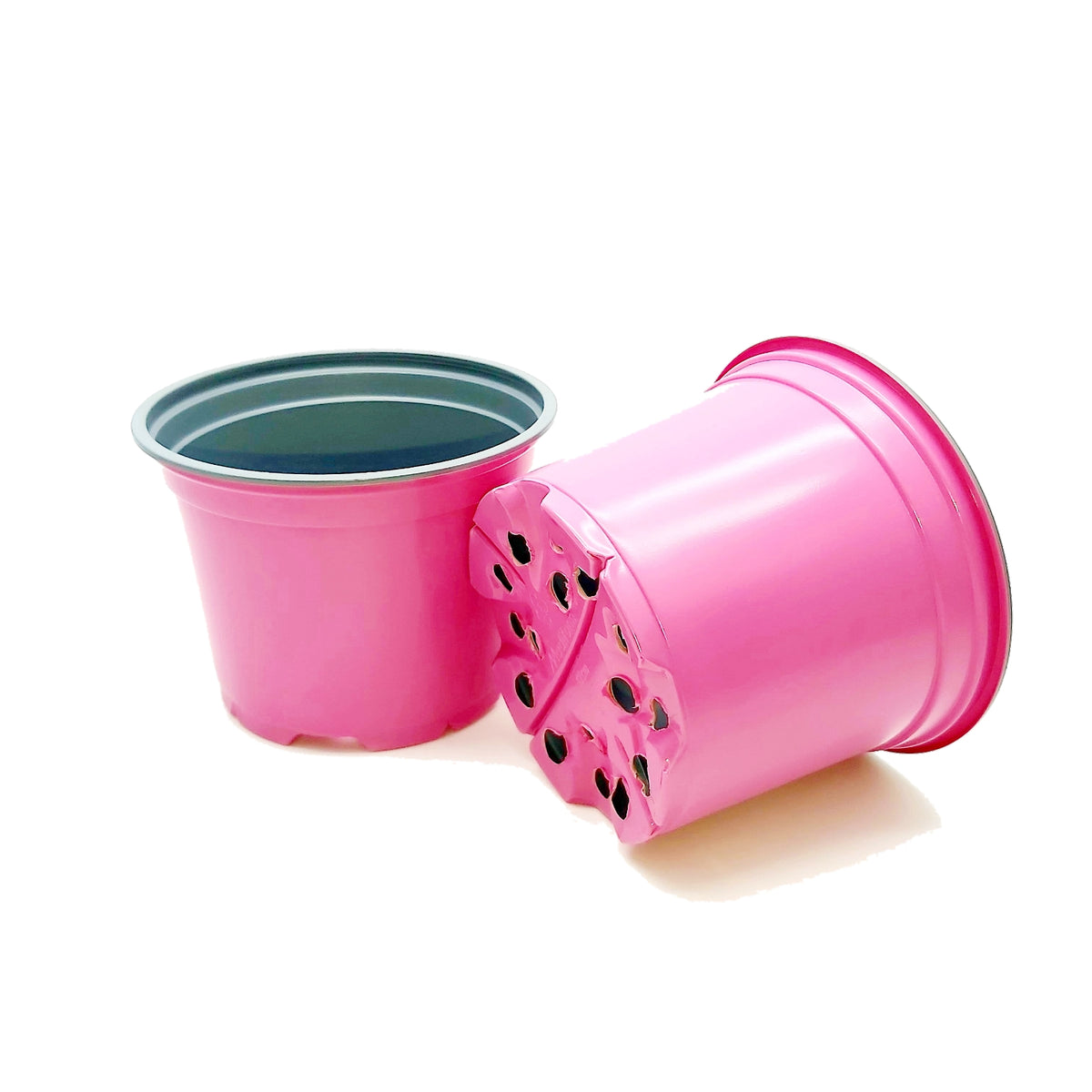 pink plastic plant pots 12cm Coloured Round Pots