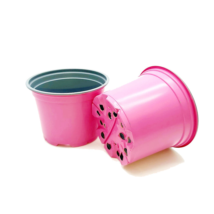 12cm Coloured Round Pots - Pink