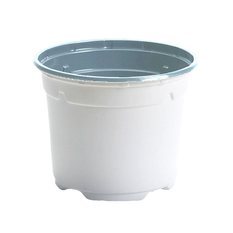 17cm Low Duo Round Plant Pot White Soparco 4475 — Plant Pots Direct